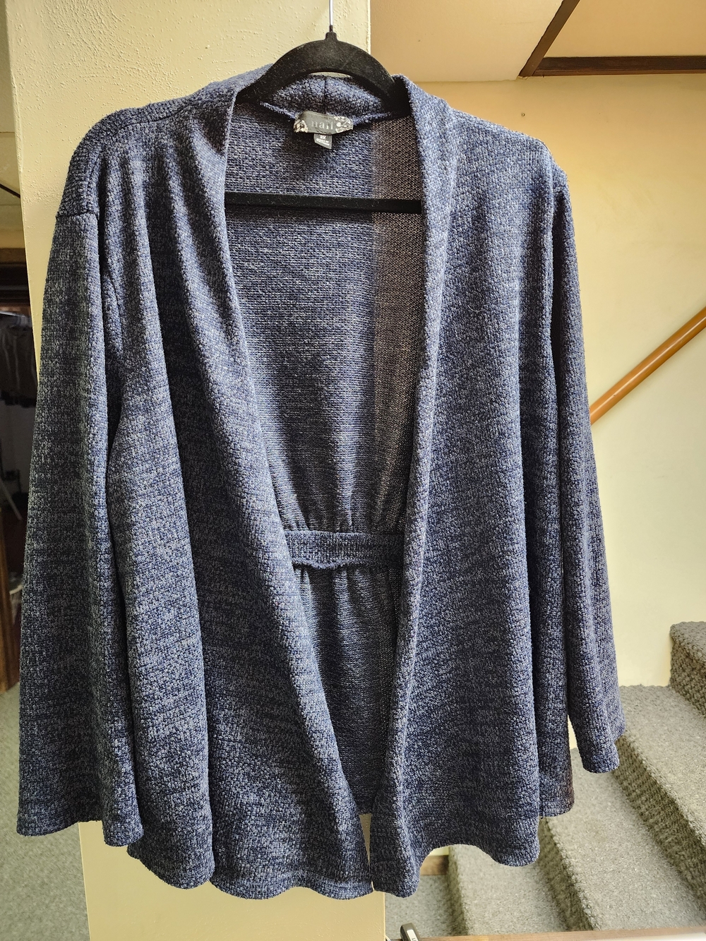 Naif Montreal 2x Heathered Navy Open-Front Lightweight Cardigan